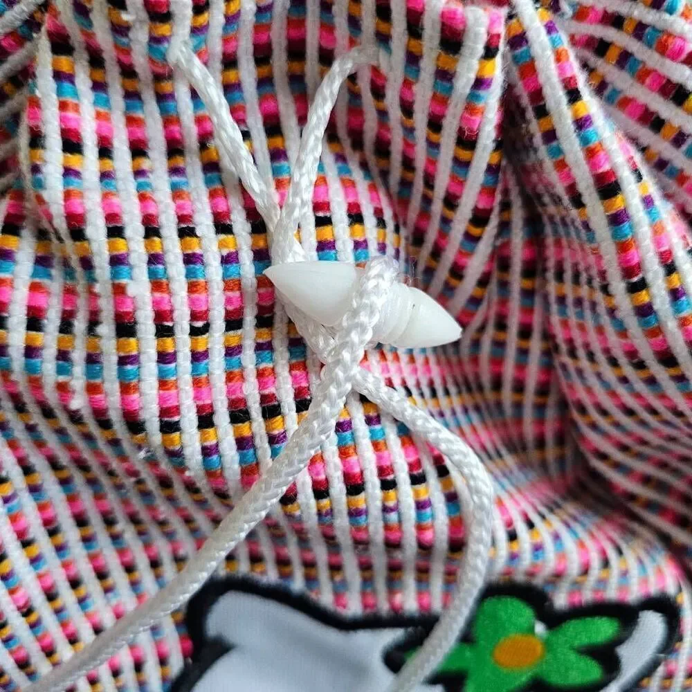 Hello kitty woven multicolor backpack Drawstring boho embroidered
